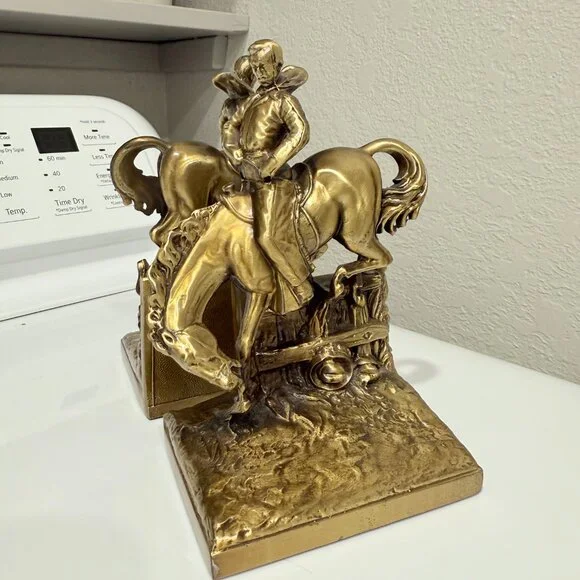 1960's PM Craftsman Cast Bronze Western Bookends - Picture 12 of 17